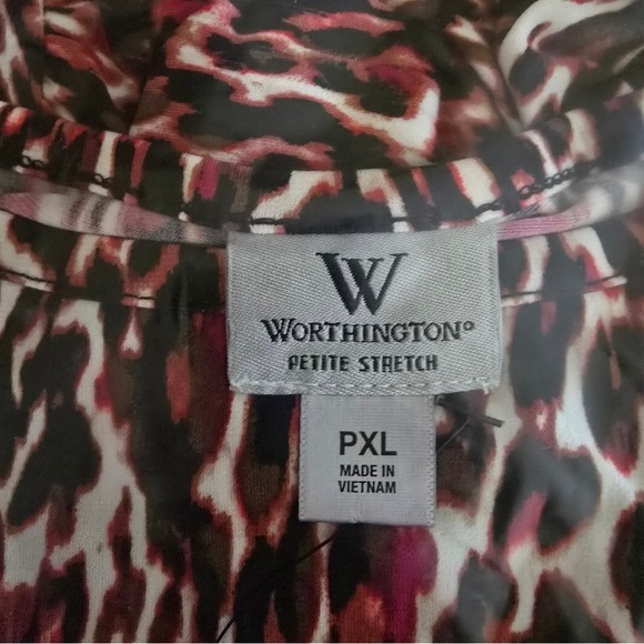 Worthington Stretch Pink & Brown Multi Color Leopard Print Top PXL - NWT NEW! - Picture 5 of 7